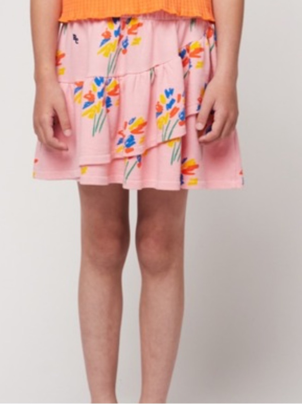 Bobo Choses fireworks ruffled skirt featuring a vibrant all-over floral pattern